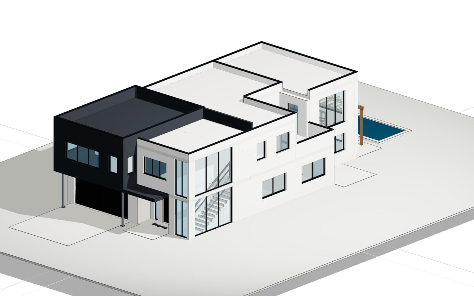 Residential architecture: Bauhaus house with living hall
