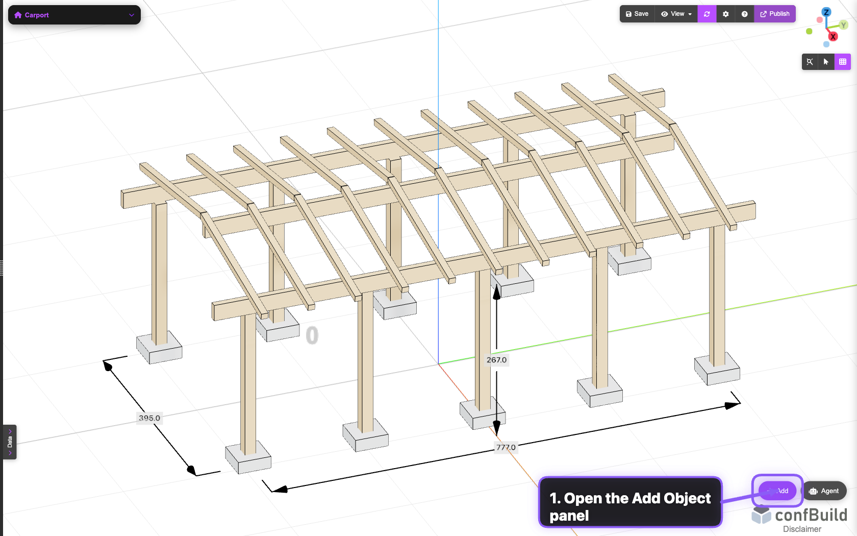 Add Object button highlighted in the confBuild editor