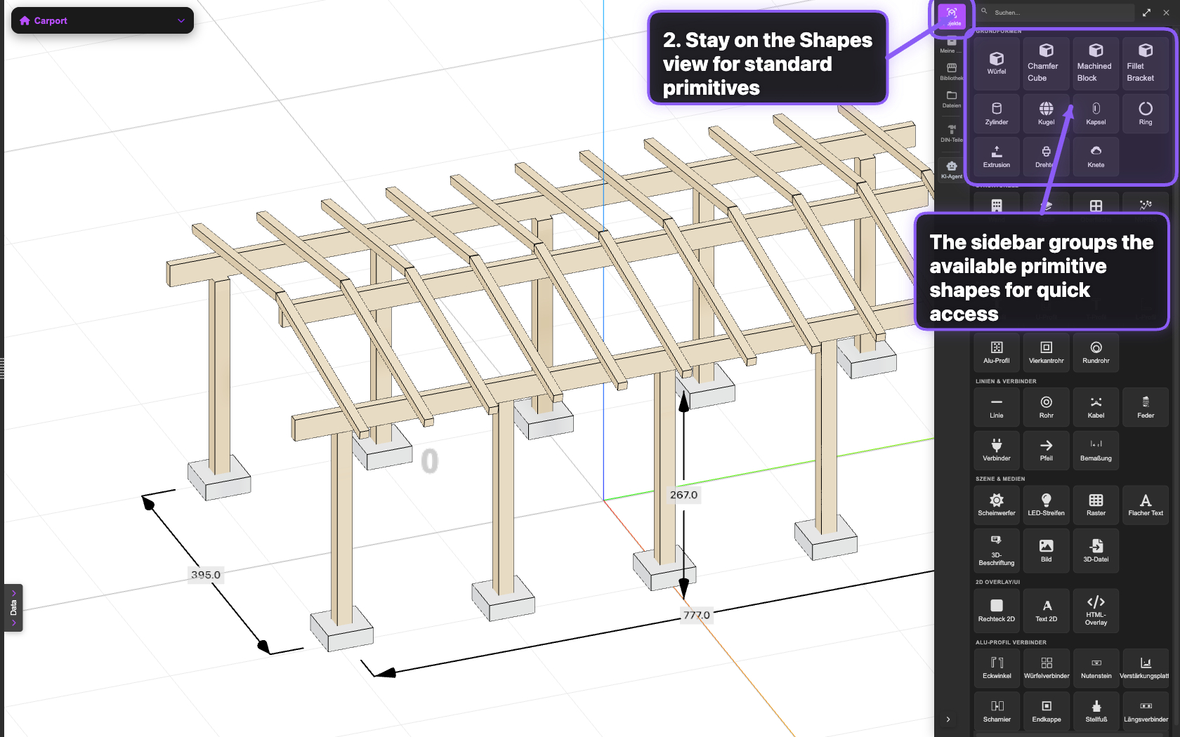 Primitive shapes visible in the Add Object sidebar