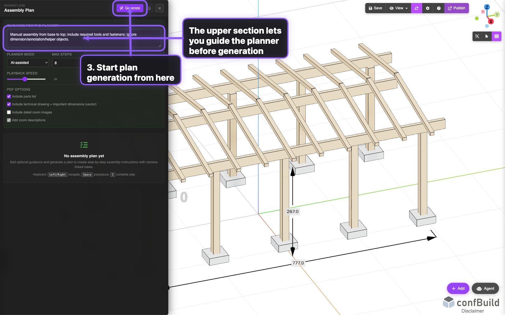 Geöffnetes Assembly-Plan-Panel im Editor