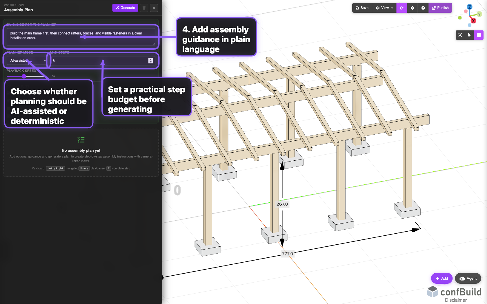 Assembly-Plan-Panel mit vorbereitetem Prompt