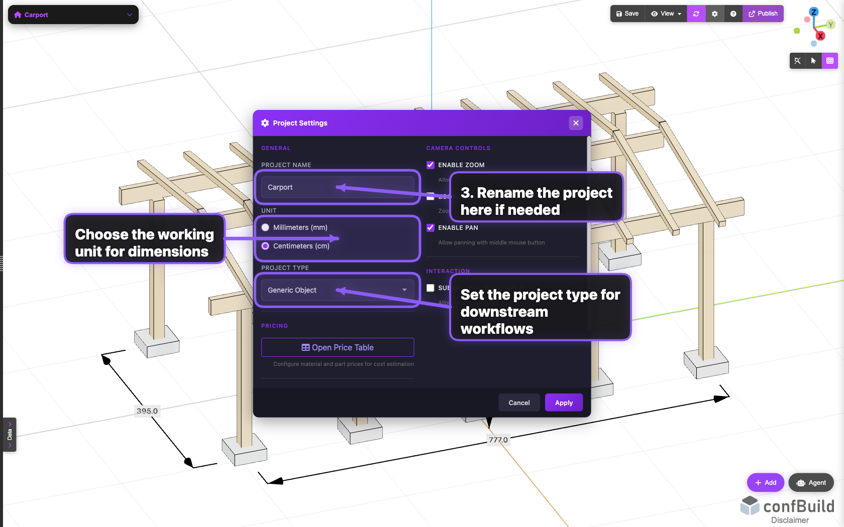 Project-Settings-Dialog mit allgemeinen Einstellungen
