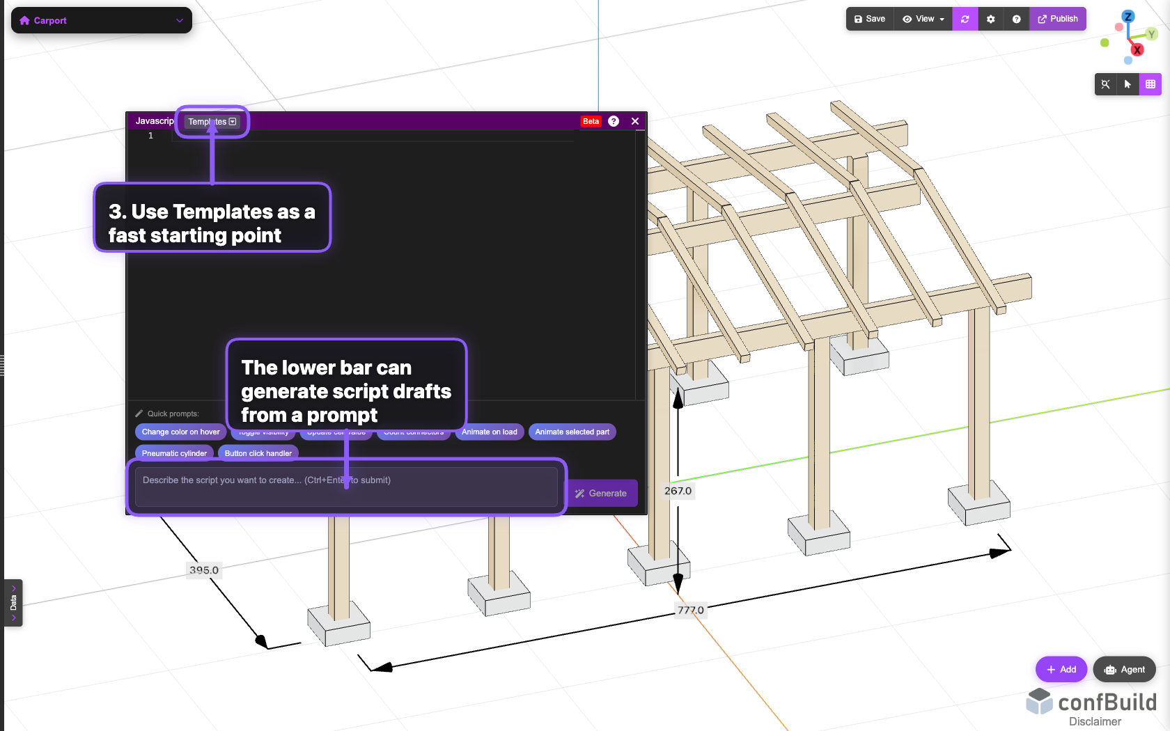 Opened Scripts Editor inside the confBuild editor