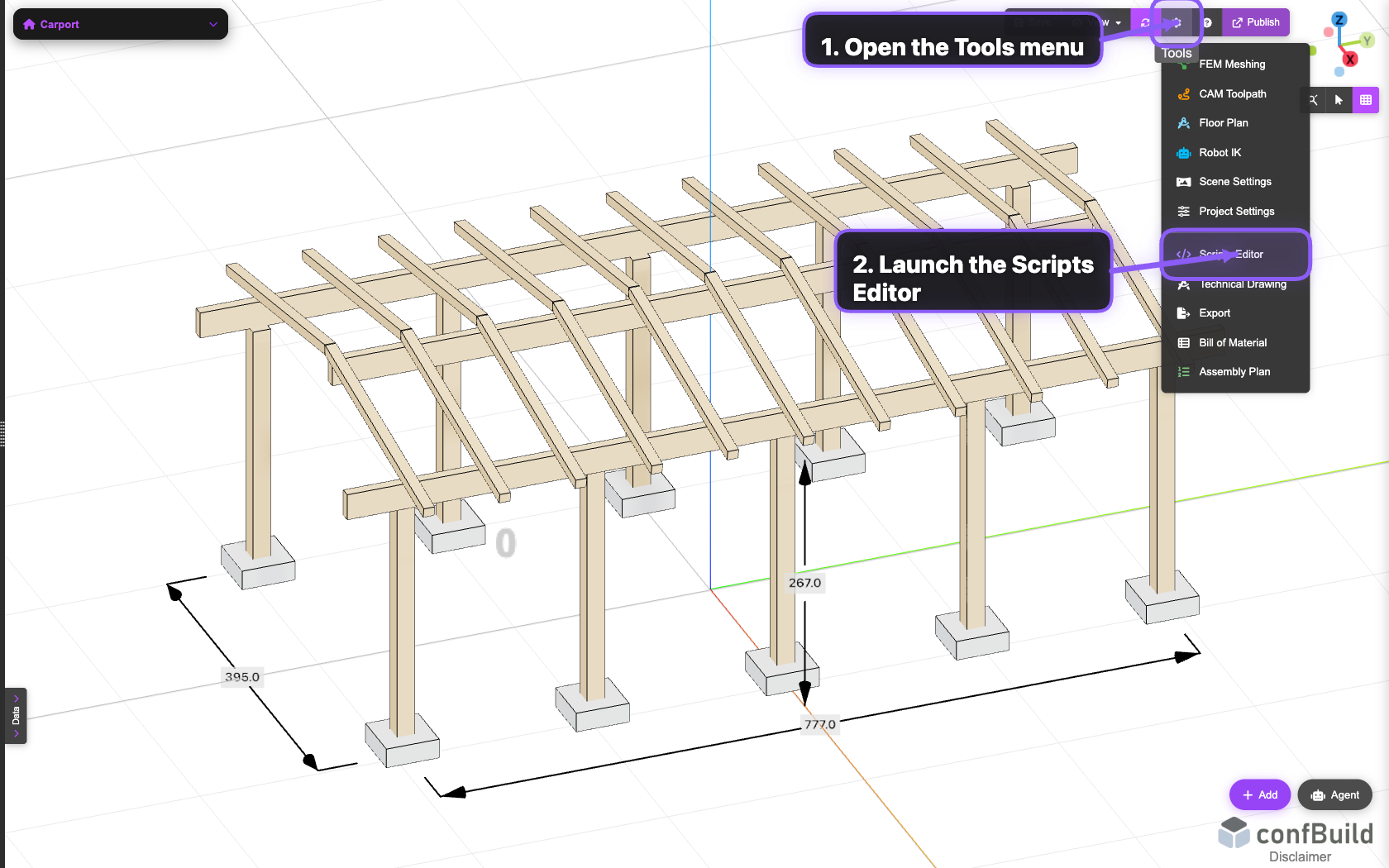 Tools menu with the Scripts Editor entry