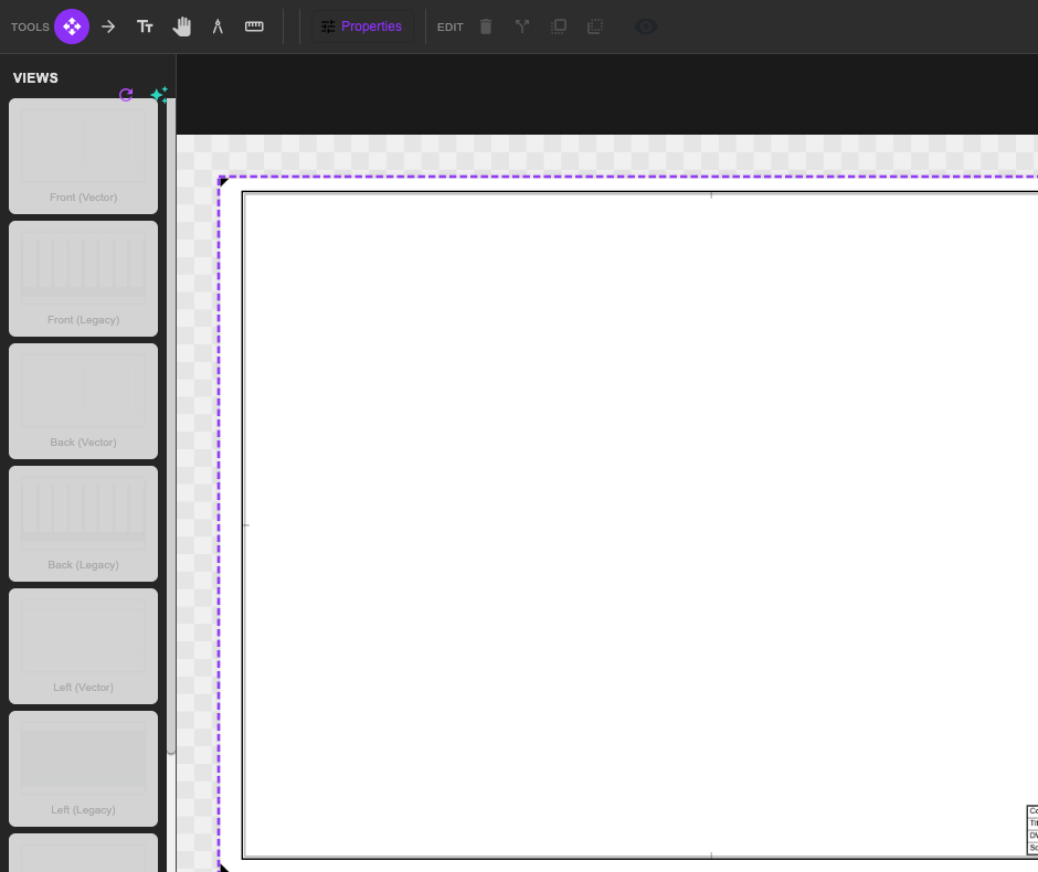 Technical Drawing editor with available views