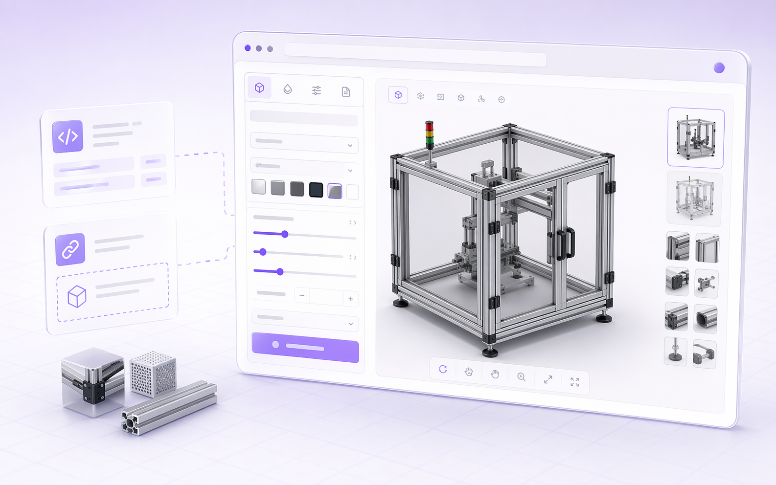 Embedded 3D configurator interface with modular assembly