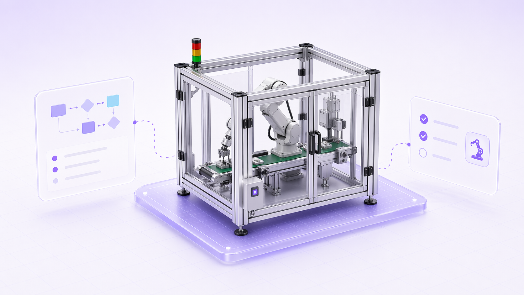 Compact automation cell with flow and validation cards