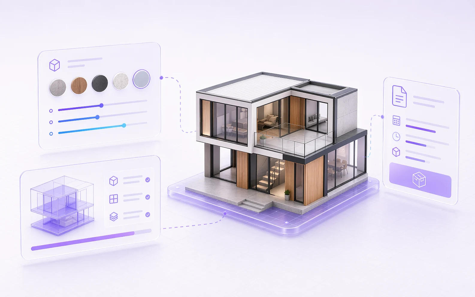 Architecture handoff with model data, quantities, and construction outputs