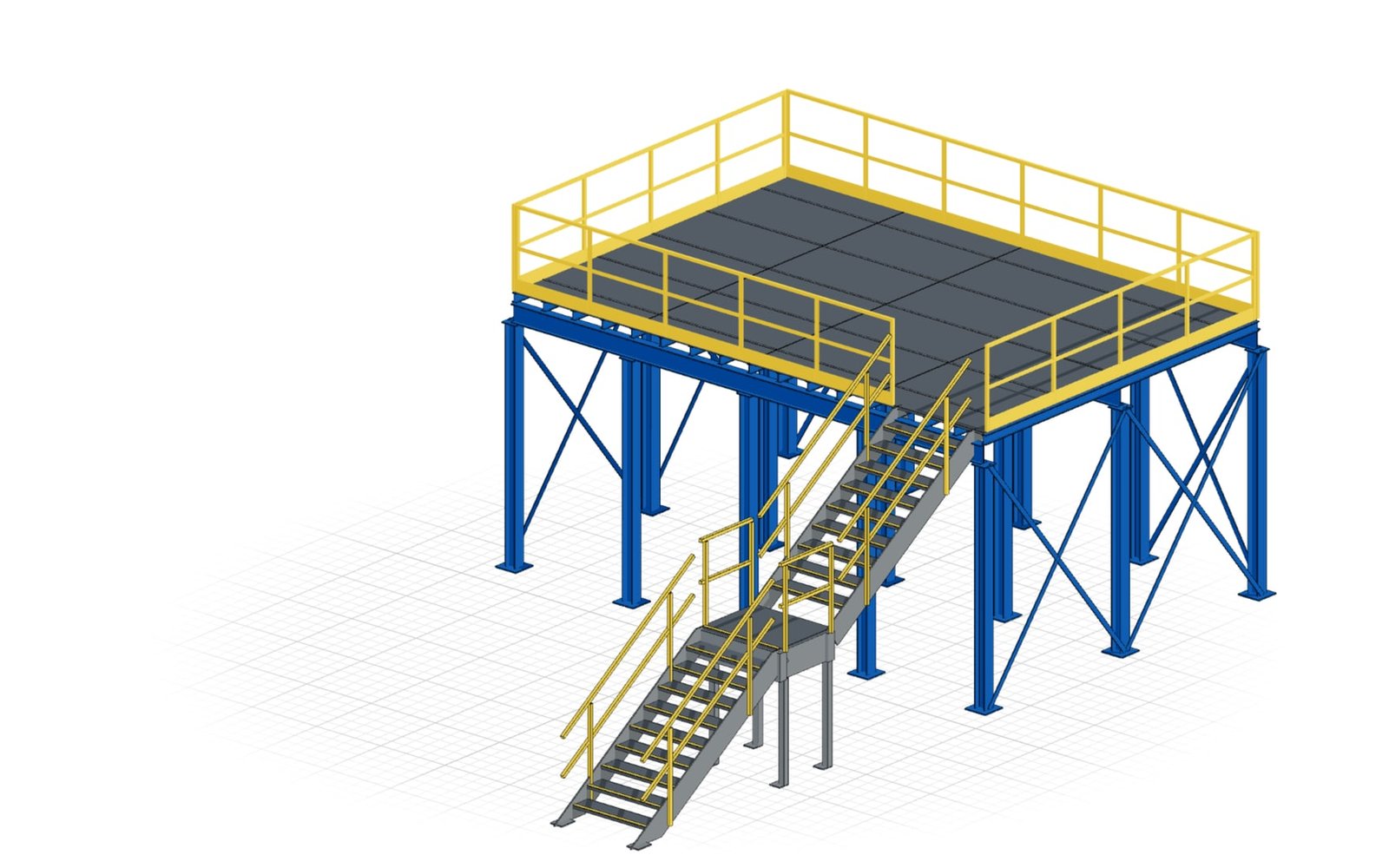 Steel construction: Industrial platform, 4 × 2 bays