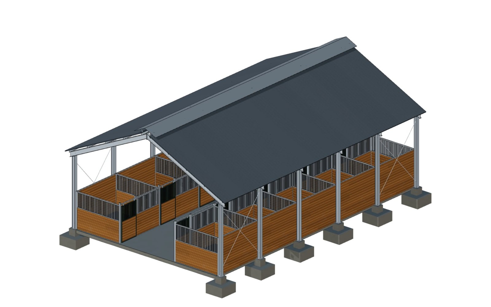 Agricultural buildings: Horse stable on a steel frame